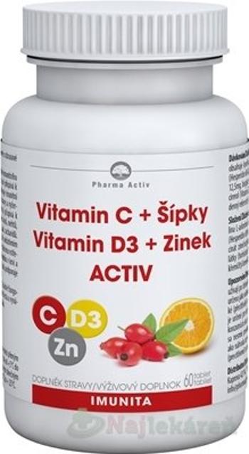 Pharma Activ Vitamín C+Šípky Vit.D3+Zinok ACTIV 60 tabliet