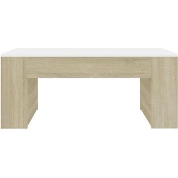 Konferenčný stolík biely a dub sonoma 100 × 60 × 42 cm drevotrieska (802116)