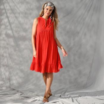 Blancheporte Jednofarebné šaty s macramé oranžová 52