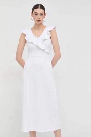 Šaty Silvian Heach biela farba, midi, áčkový strih
