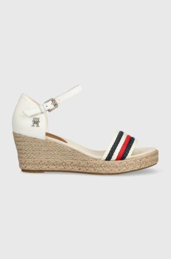 Sandále Tommy Hilfiger MID WEDGE CORPORATE dámske, biela farba, na kline