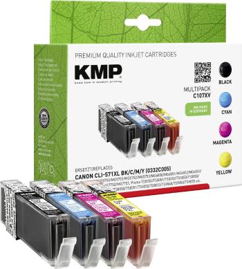 KMP Ink náhradný Canon CLI-571 XL kompatibilná kombinované balenie foto čierna, zelenomodrá, purpurová, žltá C107XV 1568