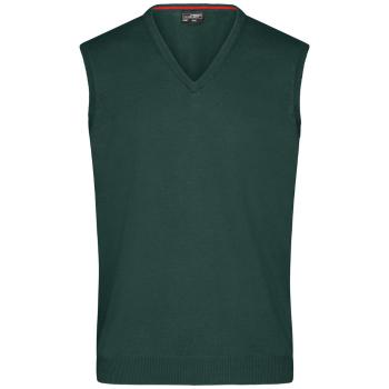 James & Nicholson Pánsky sveter bez rukávov JN657 - Lesná zelená | XXL