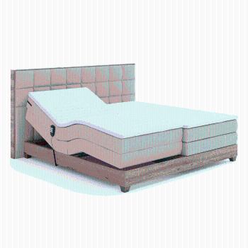 Elektrická polohovacia posteľ, boxspring, béžová/dub artisan, 180x200, TIANA