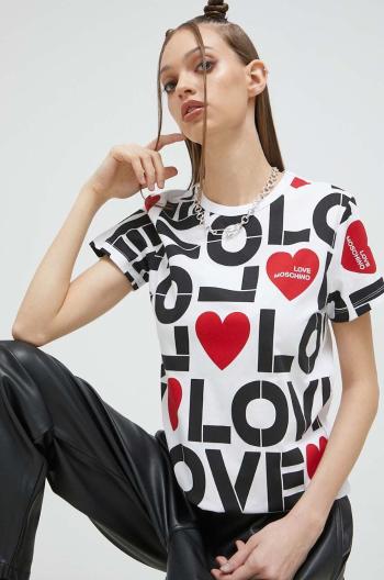 Bavlnené tričko Love Moschino biela farba