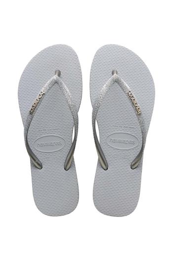 Žabky Havaianas SLIM SPARKLE II dámske, šedá farba, na plochom podpätku, 4146937.3498