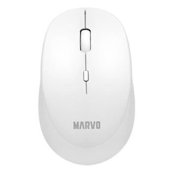 Marvo Myš WM103WH, 1600DPI, 2.4 [GHz], optika, 4tl., bezdrátová, bílá, 1 ks AA, kancelářská, tichá