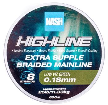 Nash splietaná šnúra highline extra supple braid green 600 m - 0,18 mm 11,3 kg