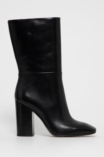 Kožené členkové topánky Calvin Klein dámske, čierna farba, na podpätku