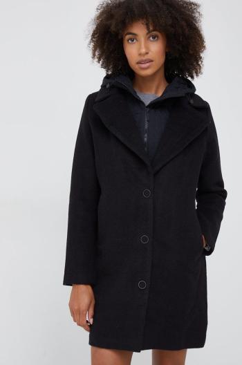 Vlnený kabát Bomboogie čierna farba, prechodný,