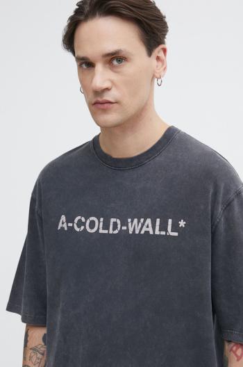 Bavlnené tričko A-COLD-WALL* Overdye Logo T-Shirt pánske, čierna farba, s potlačou, ACWMTS186