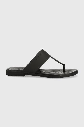 Žabky Crocs Tulum Flip dámske, čierna farba, na plochom podpätku, 206752