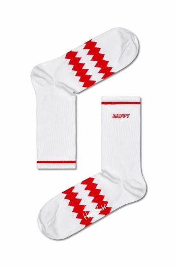 Ponožky Happy Socks Zig Zag biela farba