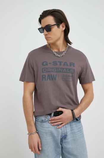 Bavlnené tričko G-Star Raw fialová farba, s potlačou