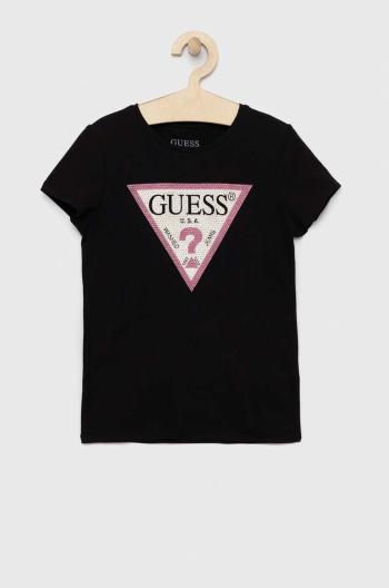 Detské tričko Guess čierna farba