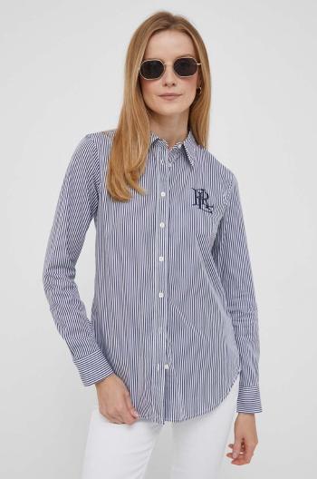 Bavlnená košeľa Lauren Ralph Lauren dámska, slim, s klasickým golierom