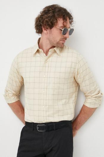 Bavlnená košeľa Polo Ralph Lauren pánska, béžová farba, regular, s klasickým golierom