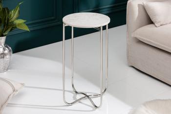 LuxD Odkladací stolík Tristen I 35 cm mramor biely