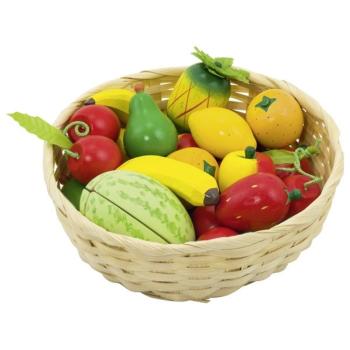 Drevené ovocie v košíku 23 ks Fruit basket