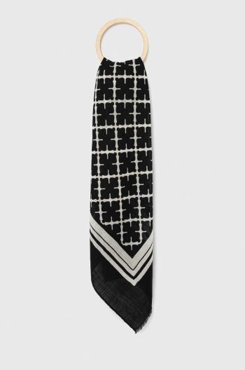 Vlnený šál By Malene Birger čierna farba, vzorovaná