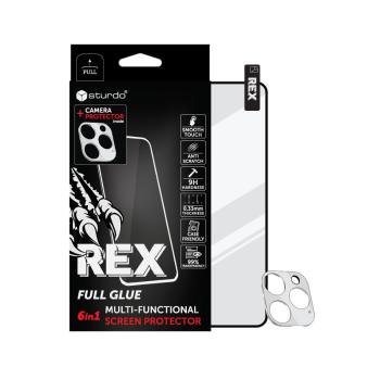 Sturdo Rex protective glass + Camera protection iPhone 13 Pro, čierne, 6v1  