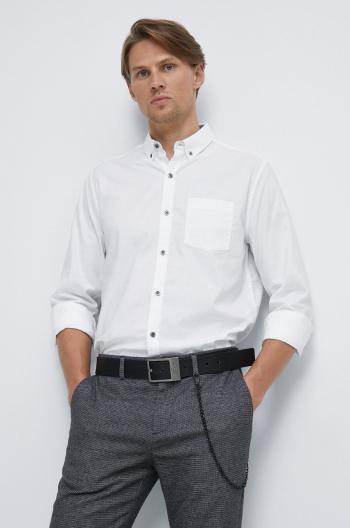 Bavlnená košeľa Medicine pánska, biela farba, regular, s golierom button-down