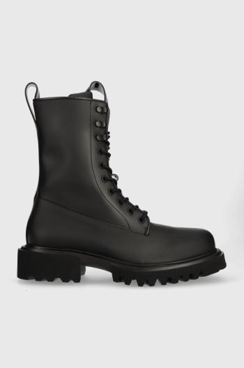 Členkové topánky Rains Palladium x Rains 22600 Show Combat Boot pánske, čierna farba