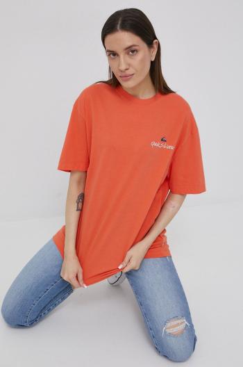 Bavlnené tričko Quiksilver oranžová farba,