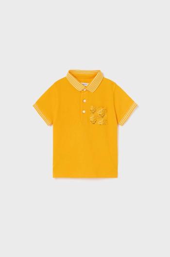Detské polo tričko Mayoral žltá farba, s potlačou