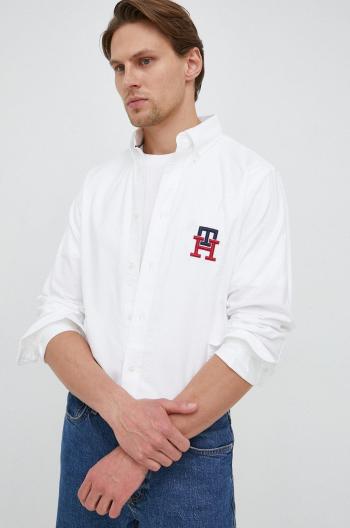 Bavlnená košeľa Tommy Hilfiger pánska, biela farba, regular, s golierom button-down