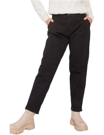 čierne voĺné "mom" džínsy s nariasením pri vreckách vel. 31