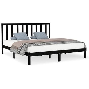 Rám postele čierny masívne drevo 180 × 200 cm Super King, 3106787