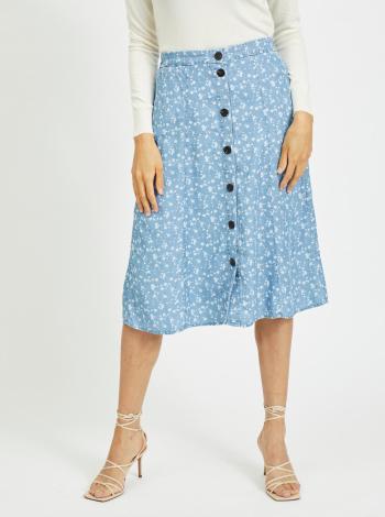 Modrá kvetovaná sukňa s gombíkmi VILA Flikka