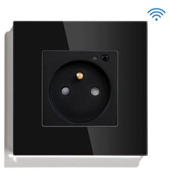 iQtech SmartLife JW04-BK, smart WiFi zásuvka s kolíkom, 16 A, meranie spotreby, čierna