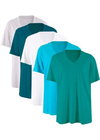 Široké dlhé tričko, V-výstrih (5 ks), krátky rukáv