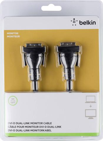 Belkin DVI prepojovací kábel #####DVI-D 24+1pol. Stecker, #####DVI-D 24+1pol. Stecker 3.00 m čierna F2E4141BT3M-DD pozlá