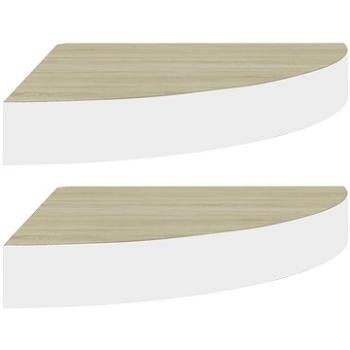 Shumee - Nástenné rohové 2 ks dub a biele 25×25×3,8 cm MDF, 326631