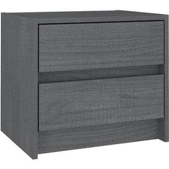 SHUMEE Nočný stolík sivý 40 × 30,5 × 35,5 cm masívne borovicové drevo, 808077