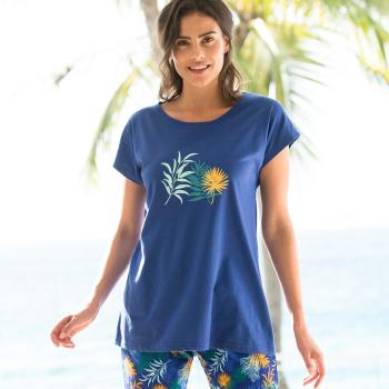 Blancheporte Pyžamové tričko s krátkymi rukávmi, so stredovou potlačou modrá 42/44