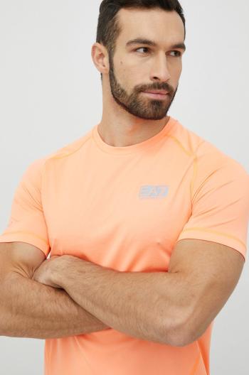 Tričko EA7 Emporio Armani pánske, oranžová farba, jednofarebné
