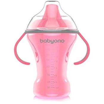 BabyOno netečúci hrnček s mäkkým náustkom 260 ml, ružový