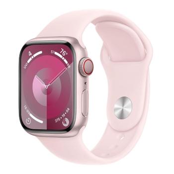 APPLE WATCH SERIES 9 GPS + CELLULAR 45MM PINK ALUMINIUM CASE WITH LIGHT PINK SPORTBAND-S/M,MRMK3QC/A