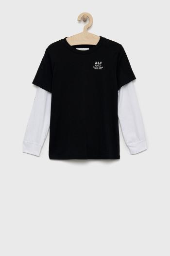 Detské tričko s dlhým rukávom Abercrombie & Fitch čierna farba, jednofarebný
