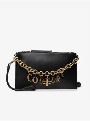 Čierna dámska malá crossbody kabelka s ozdobnou retiazkou v zlatej farbe Versace Jeans Couture Charms