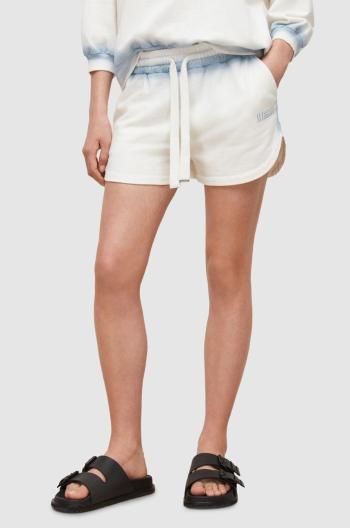Bavlnené šortky AllSaints dámske, biela farba, jednofarebné, stredne vysoký pás