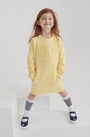 Dievčenské bavlnené šaty Reima žltá farba, mini, rovný strih