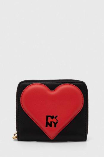 Kožená peňaženka Dkny HEART OF NY dámska, čierna farba, R411ZF05