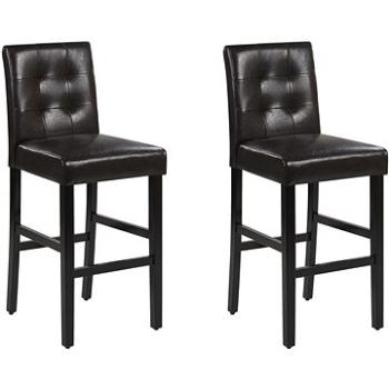 Sada dvoch barových stoličiek čalúnených hnedou koženkou, MADISON, 120371 (beliani_120371)
