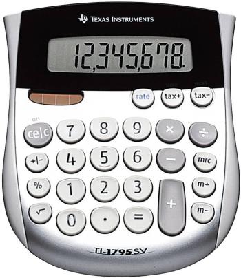 Texas Instruments TI-1795 SV vrecková kalkulačka strieborná Displej (počet miest): 8 solárny pohon, na batérie (š x v x