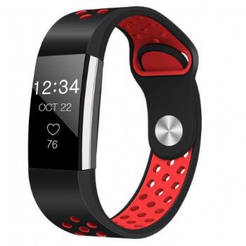 Fitbit Charge 2 Silicone Sport (Small) remienok, Black/Red (SFI003C07)